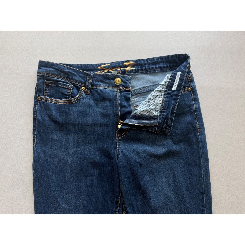 Seven7 Rocker Slim Boot Jeans Dark Wash Flap Pocket Denim Womens Size 10 - Picture 4 of 11